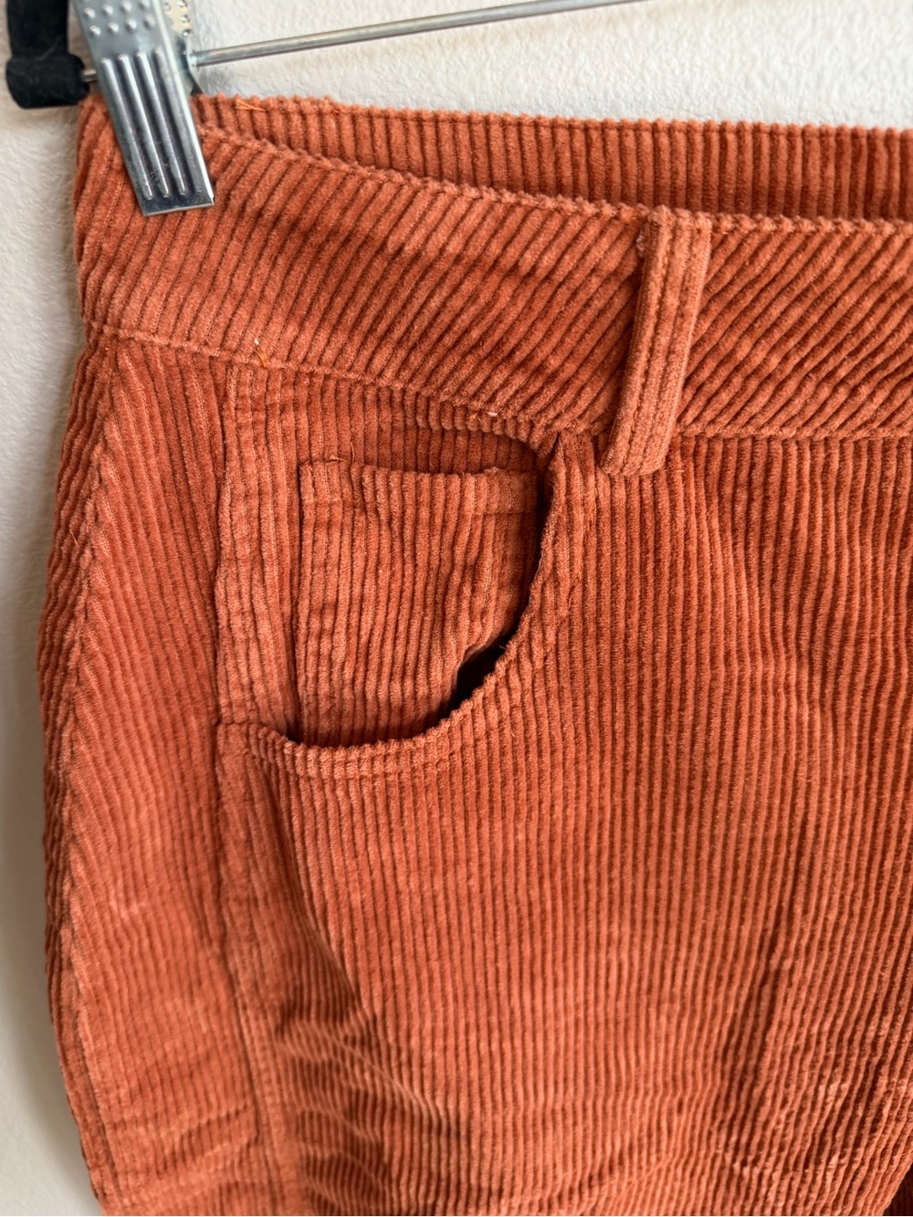 So Me Barrel Pants Size Large Rust Corduroy Cropped Belt Loops Side Pockets New - Picture 6 of 13